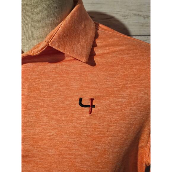 Short Par 4 Men’s Golf Polo Shirt Orange Heather Performance Stretch Size Large - Picture 3 of 9